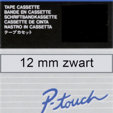 Labeltape Brother P-touch TC-101 12mm zwart op transparant