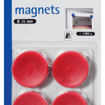 Magneet Legamaster 30mm 850gr rood 4 stuks