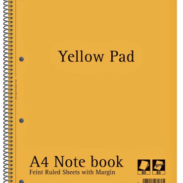 Collegeblok Aurora Yellow Pad A4 lijn 4-gaats 160 pagina's 80gr geel