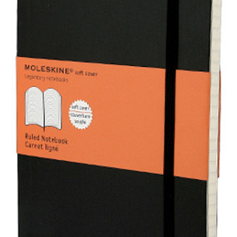 Notitieboek Moleskine large 130x210mm lijn soft cover zwart