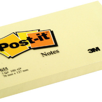 Memoblok 3M Post-it 655 76x127mm geel