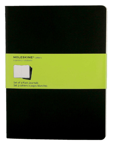 Schrift Moleskine 190x250mm blanco 240 pagina's 70gr zwart set à 3 stuks