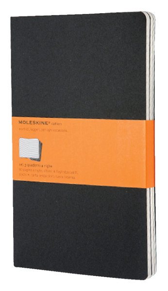 Schrift Moleskine 130x210mm lijn 160 pagina's 70gr zwart set à 3 stuks