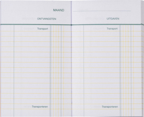 Kasboek 135x83mm 72blz 1 kolom oranje
