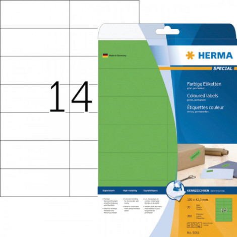 Etiket HERMA 5061 105x42.3mm verwijderbaar groen 280stuks