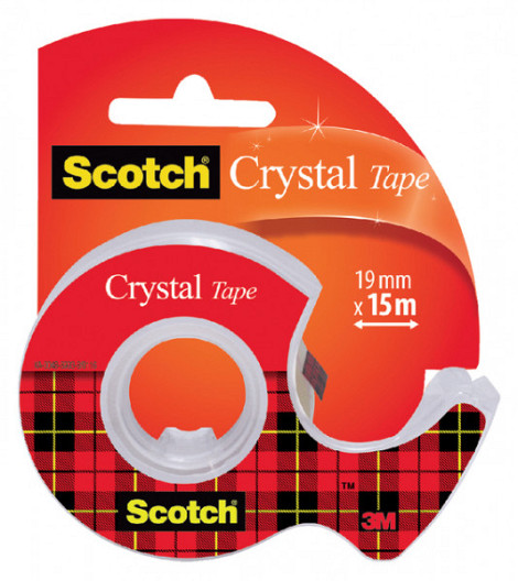 Plakband Scotch Crystal 600 19mmx15m transparant + afroller