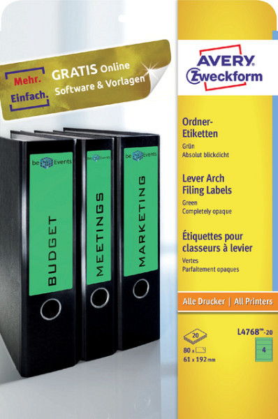 Rugetiket Avery breed 61x192mm zelfklevend groen