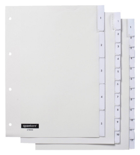Tabbladen Quantore 4-gaats 12-delig met venster wit PP