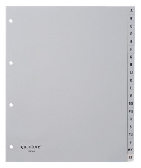 Tabbladen Quantore A4 4-gaats 20-delig met alfabet breed PP