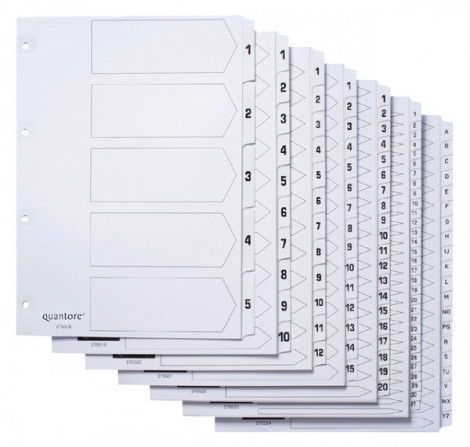 Tabbladen Quantore 4-gaats 1-20 genummerd wit karton