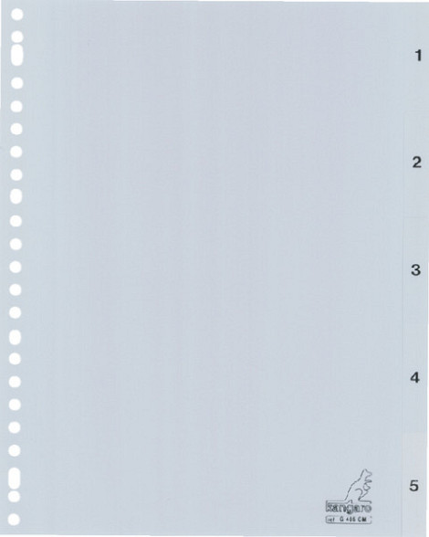 Tabbladen Kangaro 23-gaats G405CM 1-5 genummerd grijs PP