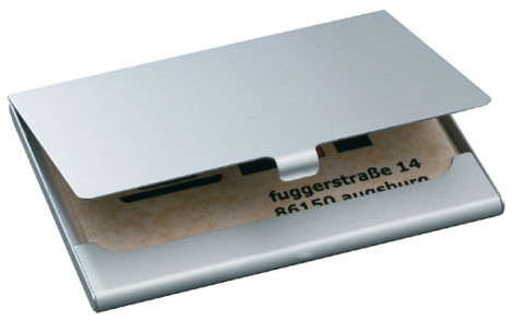 Visitekaarthouder Sigel VZ136 twin 2 vakken voor 2x15 kaarten 91x58mm graveerbaar aluminium mat zilver