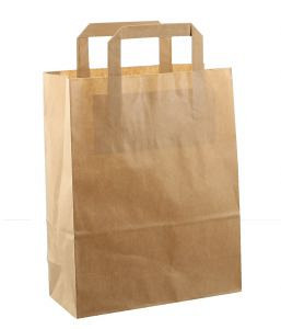 Papieren tas 26x12x36cm 250st bruin kraft