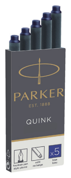 Inktpatroon Parker Quink permanent blauw pak à 5 stuks