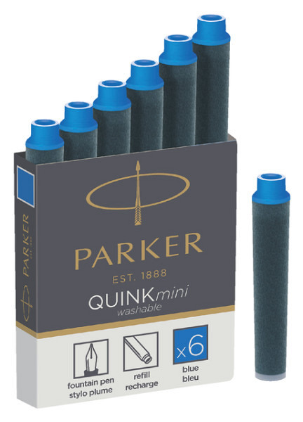 Inktpatroon Parker Quink mini tbv Parker esprit koningsblauw pak à 6 stuks
