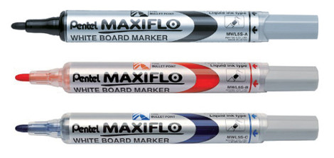 Viltstift Pentel MWL5S Maxiflo whiteboard rond 1mm zwart