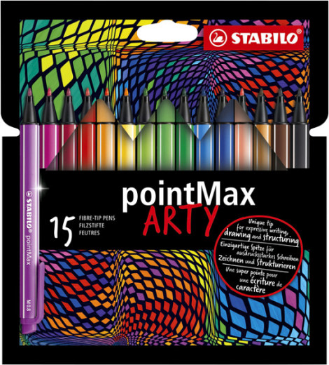 Viltstift STABILO pointMax 488/15 Arty medium assorti etui 15 stuks