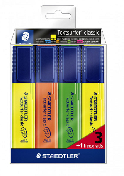 Markeerstift Staedtler 364 Textsurfer set à 3 stuks assorti + 1 geel gratis