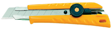 Snijmes Olfa L1 18mm met metalen houder geel blister à 1 stuk