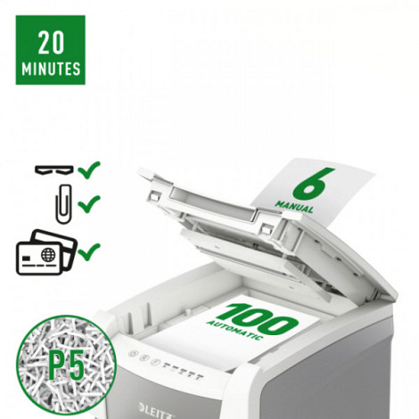Papiervernietiger Leitz IQ Auto+ Small Office 100 P5 snippers 2x15mm