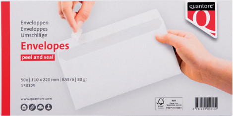 Envelop Quantore bank EA5/6 110x220mm zelfklevend wit 50stuk