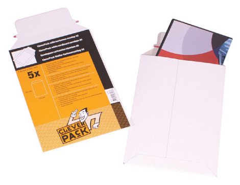 Envelop CleverPack karton B4 250x353mm wit pak à 5 stuks