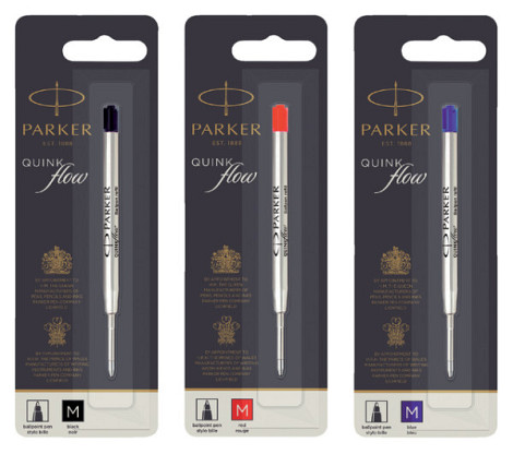 Balpenvulling Parker Quinkflow medium zwart blister à 1 stuk