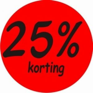 Kortingsticker rond 35mm 500 stuks 25% oranje