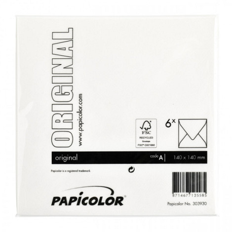 Envelop Papicolor 140x140mm hagelwit