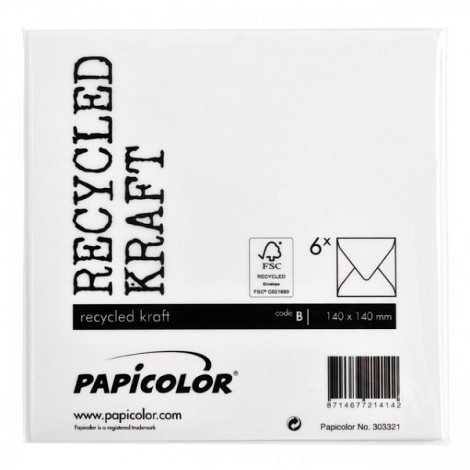 Envelop Papicolor 140x140mm kraft wit