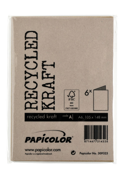 Correspondentiekaart Papicolor dubbel 105x148mm bruin pak à 6 stuks