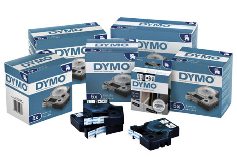 Labeltape Dymo LabelManager D1 polyester 24mm wit op zwart