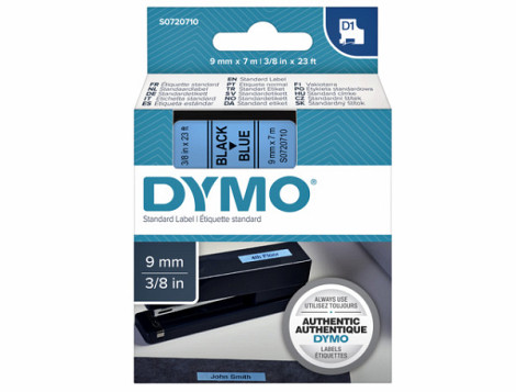 Labeltape Dymo D1 40916 720710 9mmx7m polyester zwart op blauw