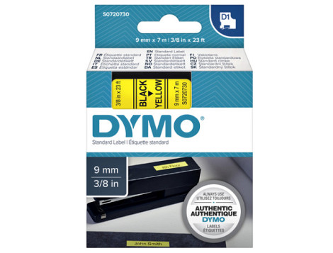 Labeltape Dymo D1 40918 720730 9mmx7m polyester zwart op geel