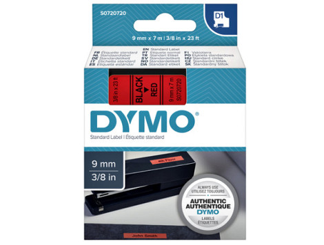 Labeltape Dymo D1 40917 720720 9mmx7m polyester zwart op rood