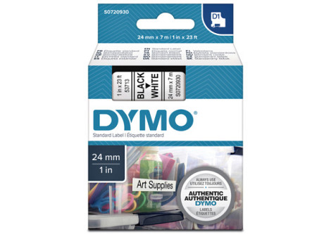 Labeltape Dymo D1 53713 720930 24mmx7m polyester zwart op wit