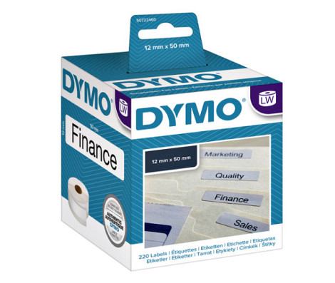 Etiket Dymo labelwriter 99017 12mmx50mm hangmapruiter rol à 220 stuks