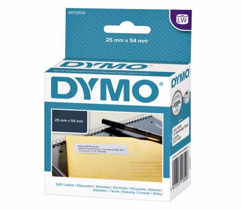 Etiket Dymo labelwriter 11352 25mmx54mm retour rol à 500 stuks