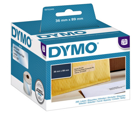 Etiket Dymo LabelWriter adressering 36x89mm 2 rollen á 130 stuks transparant