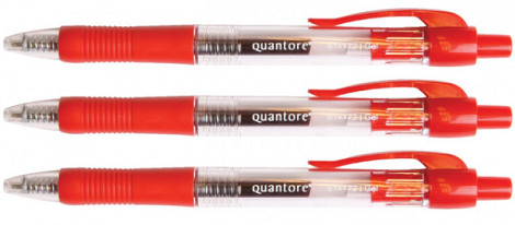 Gelschrijver Quantore grip drukknop 0.7mm rood