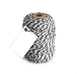 Cotton Cord Twist/ Katoen touw 50 meter zwart/wit ø2mm