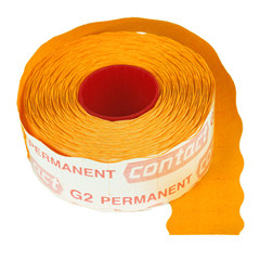 Prijsrol contact permanent 26x12mm fluor oranje 1500 stuks