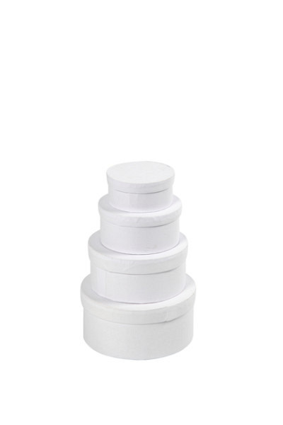 Doos Creativ Company rond 4 stuks Ø 8, 10, 12, 14cm, hoogte 4, 5, 6, 7cm wit