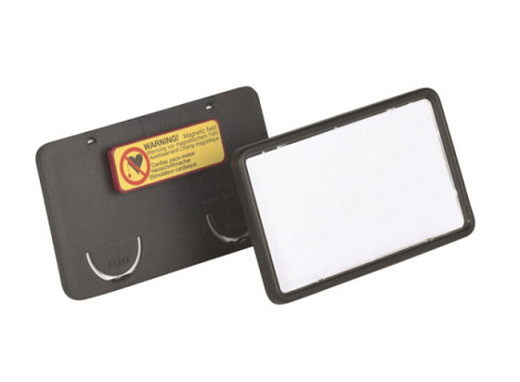 Badge Durable clip card met magneet 40x75mm zwart