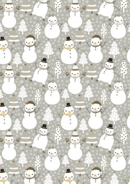 Cadeaupapier Kerst 30cm dessin 691940 Snowman dance grey