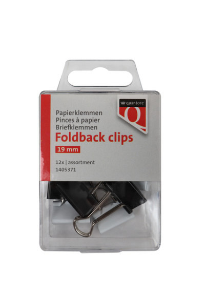 Foldback clips Quantore 19 mm assorti 12 stuks