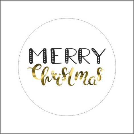 Etiket / Sticker Kerst: rond 39mm Merry Christmas 500 stuks