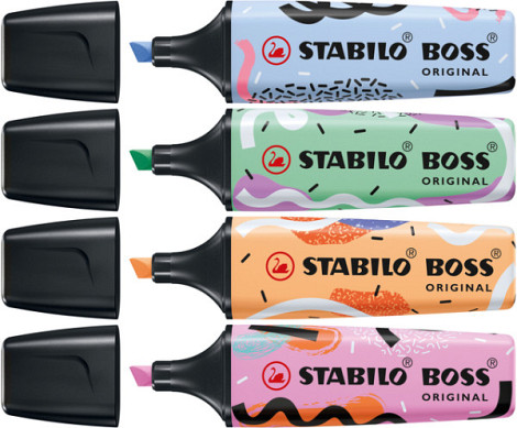 Markeerstift STABILO BOSS Original 70/4 by Ju Schnee pastel assorti blister à 4 stuks