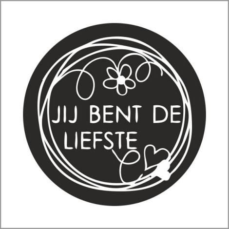 Etiket / Sticker zwart -wit 'Jij bent de liefste' 500 stuks