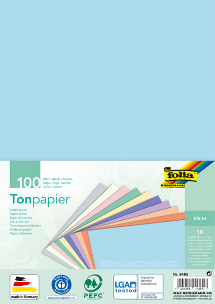 Knutselpapier Folia A4 100vel 10 pastelkleuren